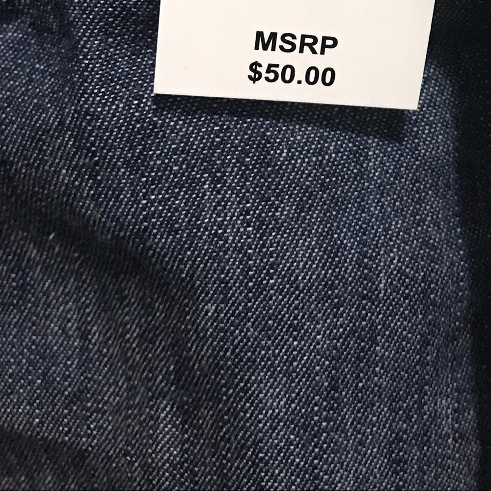 Denim button down shirt w gray fleece Long sleeve - Picture 3 of 8